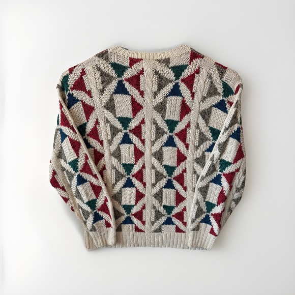 Vintage 417 Van Heusen Knitted by Hand Sweater Mens Large Chunky Grandpa 90s - Picture 6 of 7